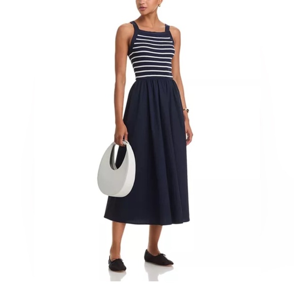 Moon River Dresses & Skirts - New with tags Bloomingdale’s Moon River Navy and White Striped Midi Dress medium